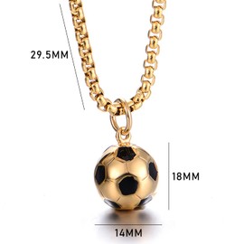 JTMKYO 1 Piece Gold Football Necklace, Football Pendant, Stainless Steel Soccer Pendant Necklace, Fashion Versatile Jewelry, Girls Boys Football Birthday Gifts, Stainless Steel