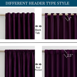 PRIMROSE Purple Velvet Curtains 90 inch Long for Living Room,Set of 2 Panels Blackout Rod Pocket Back Tab Window Treatment Room Darkening Heavy Decorative Curtains Drapes for Bedroom