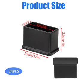 Mozeat Lens 24 PCS Chair Leg Tips Caps 15 X 30mm/0.59 X 1.18 Rectangle Table Legs Covers Black Thick Rubber Chair Leg Floor Protectors Pvc Furniture Leg Stoppers, Reduce Noise Prevent Scratch