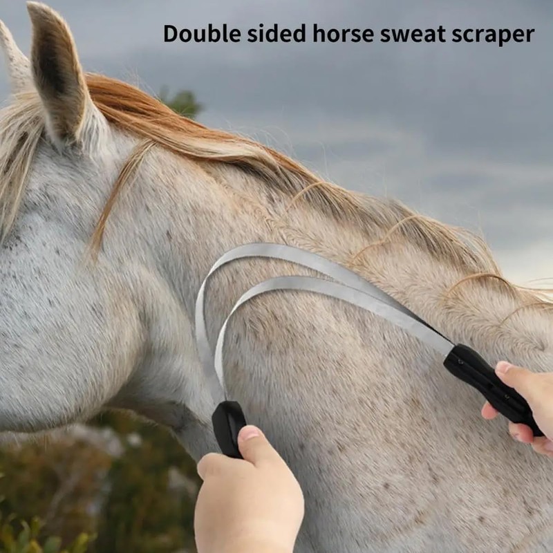 Heavy-Duty Serrated Horse Sweat Scraper | Double-Sided Grooming Tool for