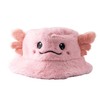 Elallin Bucket Hat Cute Axolotl Fluffy Animal Embroidered Warm Fisherman