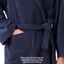 UTJZIB Men's Robe,Pure Cotton Robe for Men,Absorbent Bathrobe,Luxurious Terry Cloth Bathrobe with Shawl Collar (US, Alpha, Small, Medium, Regular, Regular, Navy)