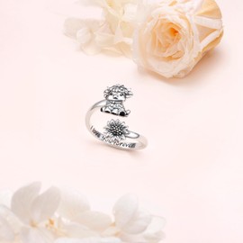 DAOSHANG Highland Cows Rings - Unique Designed Engraved 'I Love You Forever' 925 Sterling Silver Meaningful Gifts for Women, Perfect for Birthday & Valentine's Day