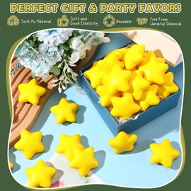 Threan 24 Pieces Star Stress Balls, Foam Squeeze Ball, Mini Yellow Anxiety Relief Star Stress Relief Toys for Party, School Reward, Carnival Prizes, Party Favors, Hand Exercise, Relieve Pressure