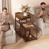 End Table with Charging Station, 3-Tier Sofa Side Table Sliding