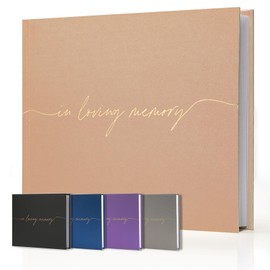 Braveriky Twill Funeral Guest Book - in Loving Memory Guestbook with a Memory Table Sign - Hardcover Guest Sign in Book for Funeral Service - 320 Entries, 9"x7.5", Champagne