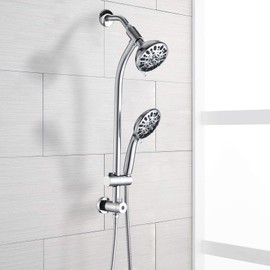 YLIEHS Dual Shower Head Spa System for Relaxation, 7-Settings Handheld and Rain Showerhead, Drill-Free Installation