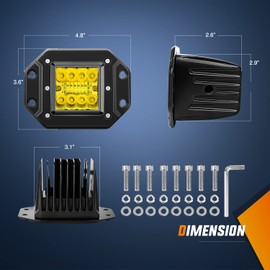 Nilight 2PCS 42W Flush Mount Amber LED Light Pods Upgraded Spot Flood Combo Beam Driving Light LED Work Light with 16AWG Wiring Harness Kit-2 Leads，2 Years Warranty