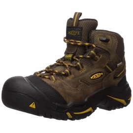 KEEN Utility Men's Braddock Mid Steel Toe Waterproof Work Shoe, Cascade Brown/Tawny Olive, 13 Wide US