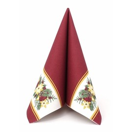 50 Christmas Napkins 40 x 40 Fabric-Like Garland, Colour: Bordeaux