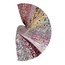 Jelly Roll Fabric - 20 Assorted Floral Prints, 100% Cotton, 40 Pre-Cut Strips (2.5 x 44 Inch) Fabric for Quilting and Sewing， Golden Autumn