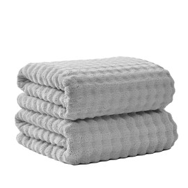 HVMS Oversized Bath Towels 40x80 Inches Extra Large Bath Sheets for Adults Thick Super Soft Quick Dry Highly Absobent Microfiber Shower Towels (Grey, 2PCS)