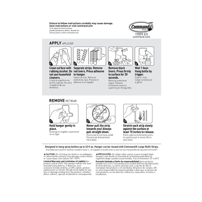 Command Spray Bottle Hanger with 2-Strips, 2-Pack, Organize Damage-Free