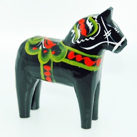 ScandinavianShoppe Swedish Wooden Dala Horse - Black - 4"