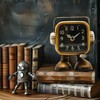 YOUKI Retro Steampunk Style Robot Table Clock,Industrial Style Desk and