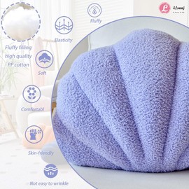 Lfsaaj Seashell Throw Pillows, Shell Shaped Throw Pillows, 18 Inch Soft Home Decorative Pillow Plush Cushion for Bed Couch Living Sofa Room Decor Accent Throw Pillow (Lavender 18Inch)