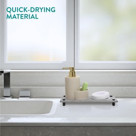 Navaris Shelf for Dishwashing Utensils Made of Diatomaceous Earth - Sink Organiser Quick-Drying - Sponge Holder Kitchen Soap Dish Bathroom - Design Sink Organiser - Grey