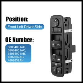 Hihaha 68084001AD Front Left Drive Side Car Power Window Switch Lift Button Panel Master Control Switch with Tool Set for Dodge Journey 2011-2016 2.4L Durable Material