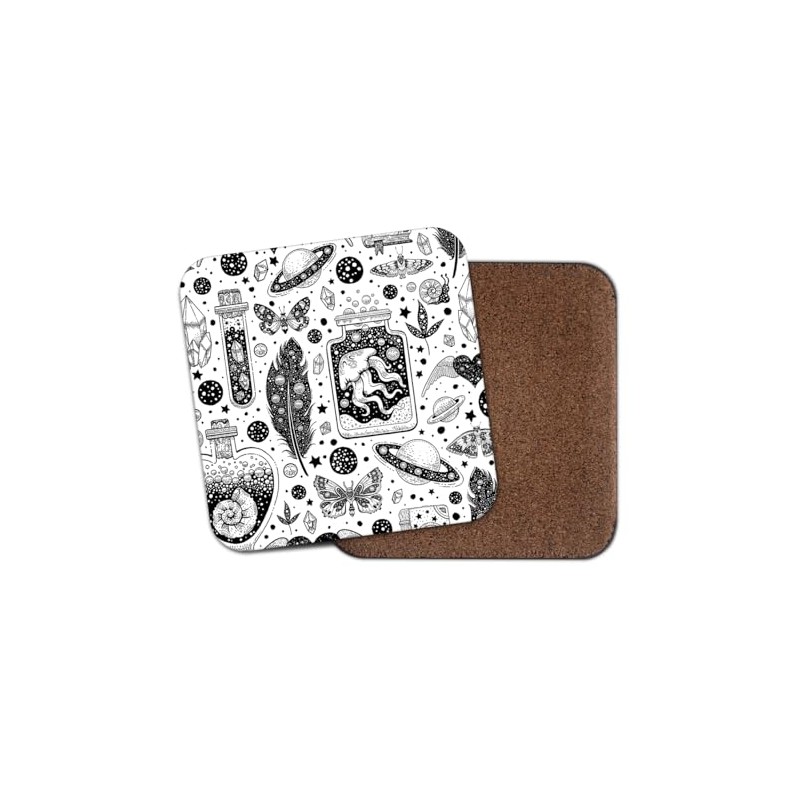 Witchcraft Square Coaster - Pattern Stars Witch Coven Magical Ritual