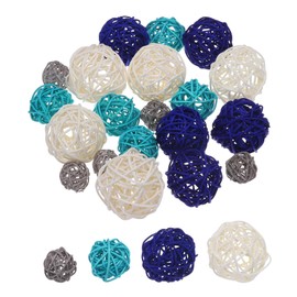 sourcing map 20 Pcs Vase Filler Decorative Balls, 2.4/2/1.6/1.2" White/Lake Blue/Sky Blue/Gray Wicker Rattan Decor, Balls Bowl Fillers for Home Decor,Center Table