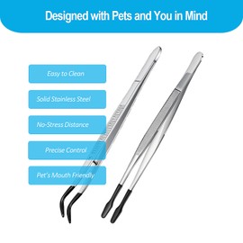 Duedusto 2Pcs Reptile Feeding Tongs with Rubber Tips, Leopard Gecko Tank Accessories, 6 Inch Food Tweezer for Bearded Dragon, Lizards, Jumping Spiders, Frogs and Turtles