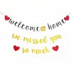 HSC Welcome Home Decorations Banner, We Missed You So Much Banner, Black and Gold Glitter Welcome Home Sign for Homecoming Party, Family Reunion Decor