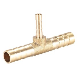 TOP-VIGOR Tee Brass Barb Reducer Fitting, 3 Way Splitter Connector Hose Fitting, T-Shaped Pipe Connector Fit Hose ID 8mm x 4mm x 8mm