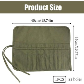 ZEACCT 1 Piece Brush Bags, Pen Case Roll, Canvas Brush Bag, Slots Gouache Pen Roller, Canvas Brush Roll Bag for Drawing Pencils, Watercolour Oil Brushes (22 Holes)