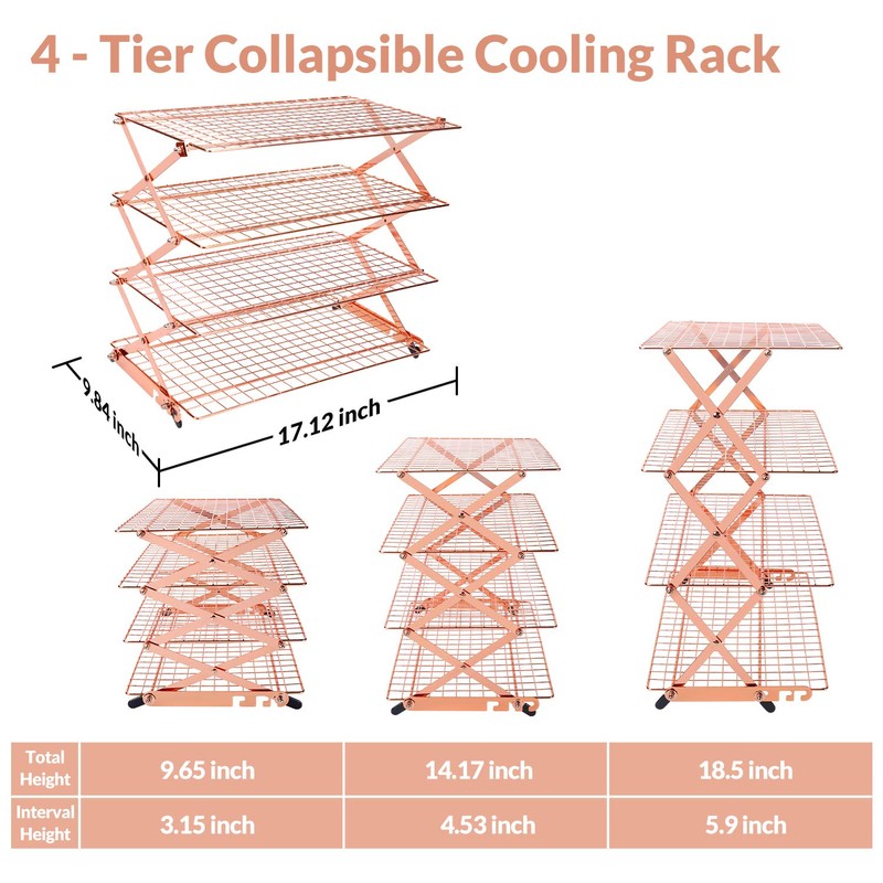 Geesta 2/3/4-Tier Collapsible Cooling Rack with Adjustable 3 Setting Design