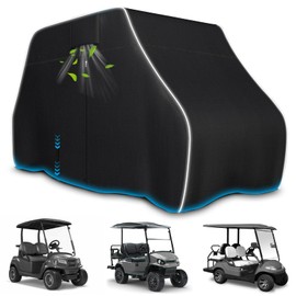 Zenicham 2/4 Passenger Golf Cart Cover - Waterproof, Heavy Duty 600D with Reflective Strips - Universal Fit for EZGO, Yamaha, Club Car