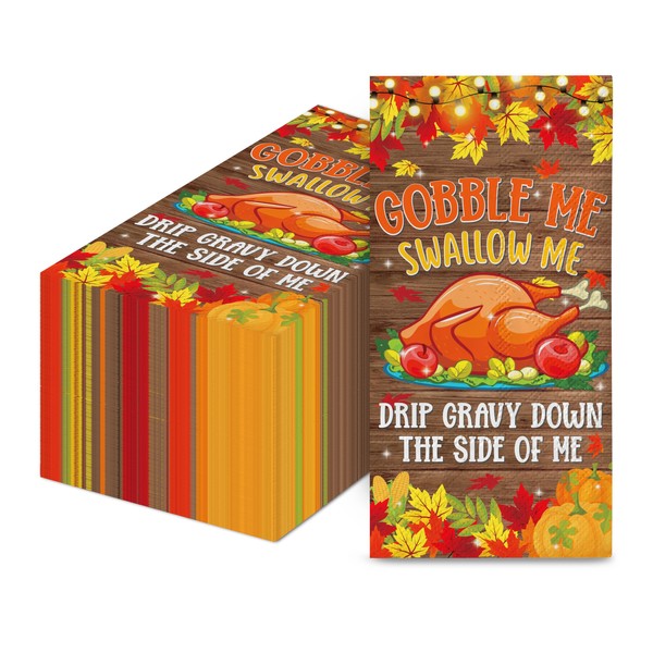 Gobble Me Swallow Me Napkins, Thanksgiving Napkins, Friendsgiving Napkins, Friendsgiving