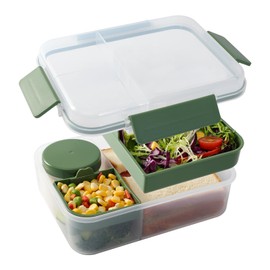 FIAVOM Bento Box Adult Lunch Box, 100% Leak-Proof Bento Lunch Box for Adults with Compartments, BPA-Free Adult Bento Box, Microwave & Dishwasher Safe Green
