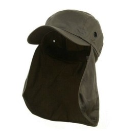 Men's Baseball Cap Neck Cover Hiking Fishing Hunting Camo Army Bucket Sun Flap (Olive)