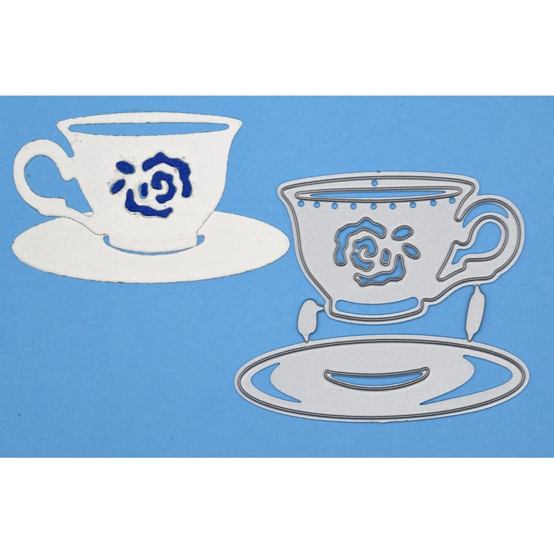 Tea Cup & Saucer Metal Cutting Dies, Stencil, Card Making,