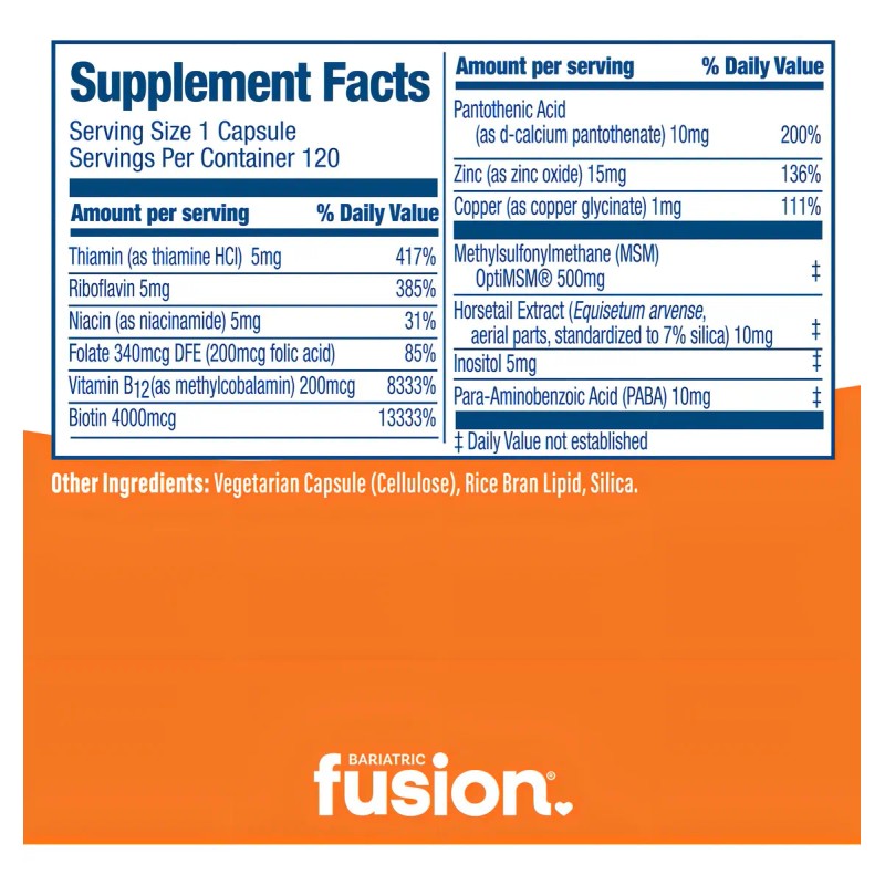 Bariatric Fusion Hair, Skin Nails Rejuvenator 60 Cpsulas I Suplemento