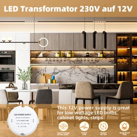 HNCY LED Transformer 12 V, Round Power Supply 24 W 2 A, IP66 Transformer 230 V to 12 V, LED Driver 12 Volt Constant Voltage Power Supply, for Various Lamps, No Noise, No Flicker