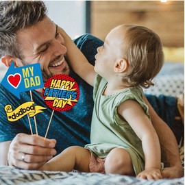 Father's Day Photo Booth Props Fathers Birthday Party Accessory Funny We Love Dad Theme Selfie Props Father’s Day Party Decoration for Father Birthday Party, Father’s Day Party Supplies 28pcs