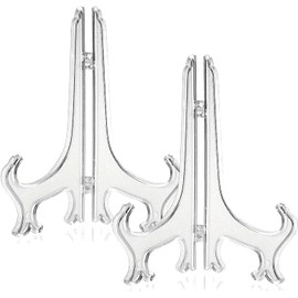 Trifletopia 2PCS Plate Display Stand - Folding Easel Holders - Plastic Stands for Plates Photos Frames Decorative Items - Table Wedding Birthday Home Decoration Use (Transparent)