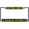 Retired Army Disabled Veteran Chrome License Plate Frame