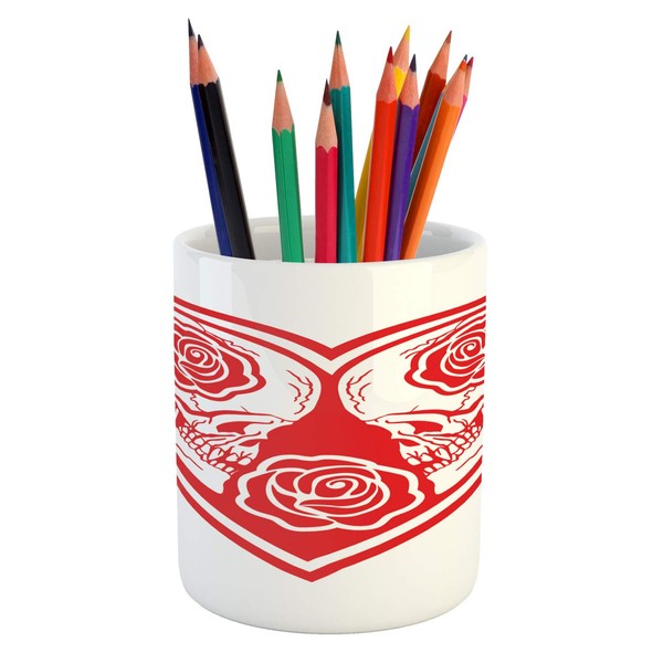 Lunarable Love Pencil Pen Holder, Print of Graphic Heart and