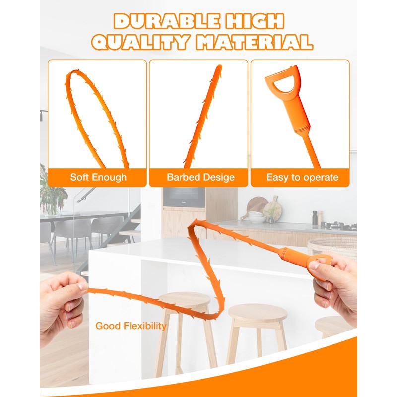 25 Inch Sink Snake Drain Clog Remover Tool,6 Pack Drain