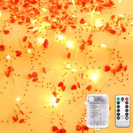 Valentines Day Decorations String Lights with Timer, Valentine Heart Lights Battery Operated String Lights with Remote, 30LEDs Heart Shape Valentine Light Decor for Indoor Home Party Wedding Outdoor
