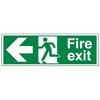 Fire Exit - Fire Exit Arrow Left - 300 X 100mm Restickable Safety Sign