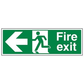 Fire Exit - Fire Exit Arrow Left - 300 X 100mm Restickable Safety Sign