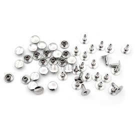 CRAFTMEMORE - Juego de 200 remaches de cuero de varios tamaños de una sola tapa de remaches rápidos de metal, tapas redondas para bolso, cinturón, cartera, cuero, manualidades (plata, 5 mm)