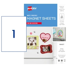 Avery A4 Magnet Sheets for Inkjet Printers - Fridge Magnets - Home Décor Products - A4, 3 Sheets (71021 / C9415)