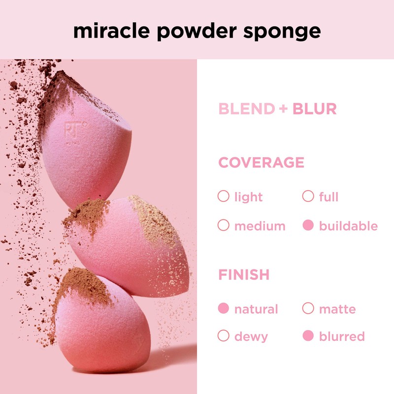 REAL TECHNIQUES New Foam Technology 2 Pack Miracle Powder Sponge