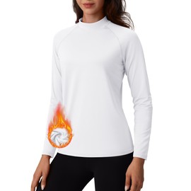 TACVASEN Women's Thermal Mock Turtleneck Shirts Fleece Long Sleeve Base Layer Tops for Cold Weather Pullover White XXL