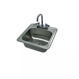 Express KitchQuip Stainless Steel 1 Compartment Drop in Sink 13"x13x5" - Bowl Size 8"x10"x5"