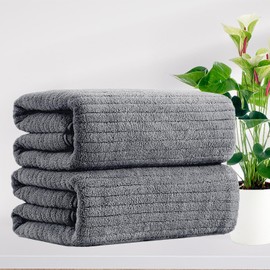 2 toallas de mano de alta calidad, color gris, 13 x 13 pulgadas, toalla de microfibra ligera, suave, de secado rápido, súper absorbente, toalla de diseño acanalado para baño, playa, gimnasio, yoga
